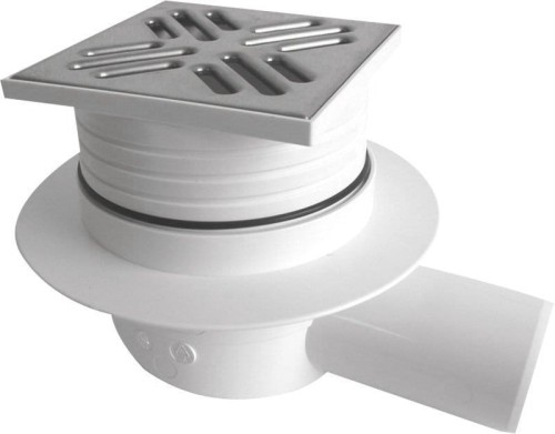 Kratka odpływowa 105x105 boczna, DN50, stal nierdzewna polerowana