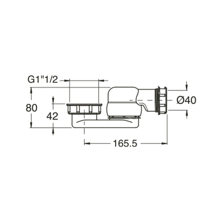 Rysunek techniczny - Syfon 6/4", wysokość 42mm, DN40