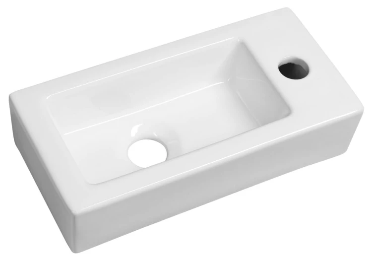 ZOE umywalka ceramiczna 37x18cm, otwór na baterię po prawej strony, biały