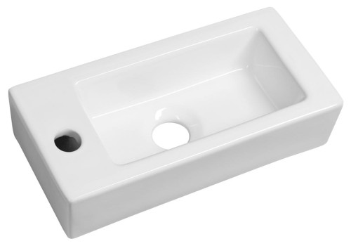 ZOE umywalka ceramiczna 37x18cm, otwór na baterię z lewej strony, biały
