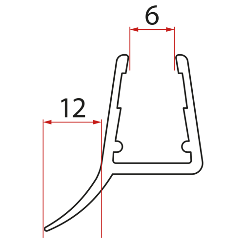 Uszczelka dolna do  drzwi prysznicowych, szkło 6mm, 1000 mm
