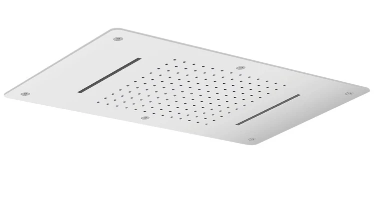 Deszczownica sufitowa do montażu w suficie podwieszanym z dwoma kaskadami, 700x380mm, stal nierdzewna połysk