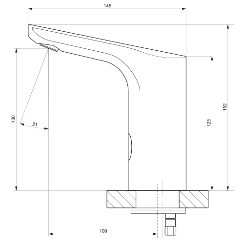 Rysunek techniczny - Bateria sensorowa umywalkowa 6V DC (4xAA), czarny
