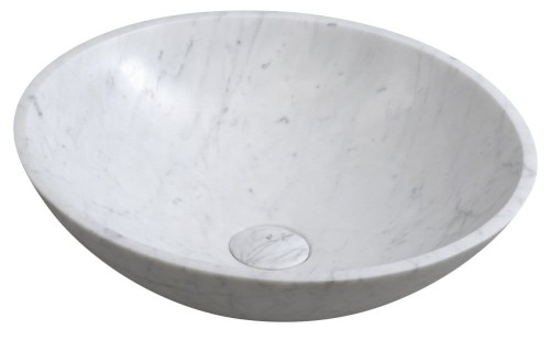 BLOK umywalka kamienna nablatowa średnica 42cm, biały carrara mat