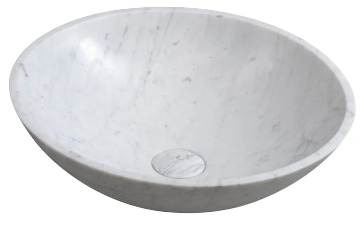 BLOK umywalka kamienna nablatowa średnica 42cm, biały carrara mat