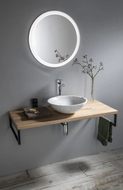 BLOK umywalka kamienna nablatowa średnica 42cm, biały carrara mat #5