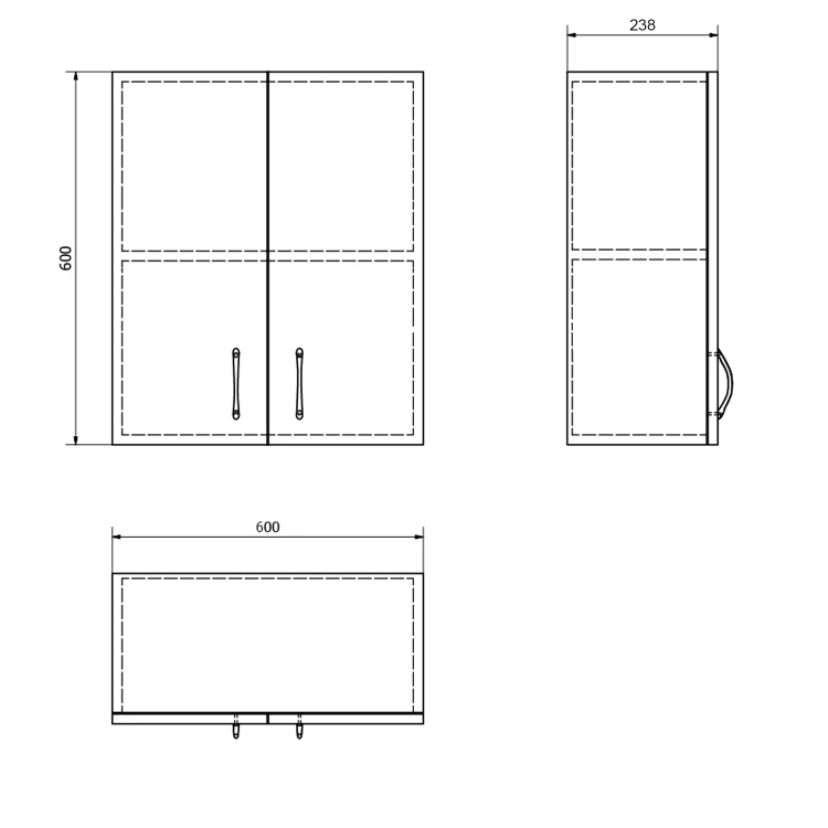 Rysunek techniczny - SIMPLEX ECO szafka wisząca 60x60x24cm