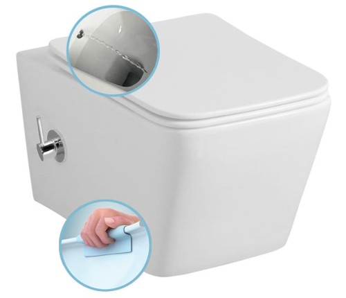 PORTO CLEANWASH WC wiszące Rimless, z prysznicem bidetowym i baterią, 36x52cm, biały