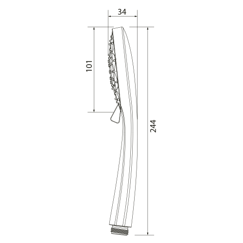 Rysunek techniczny - Słuchawka prysznicowa z masażem, 4 funkcje, silikonowe dysze, średnica 101mm, ABS/chrom