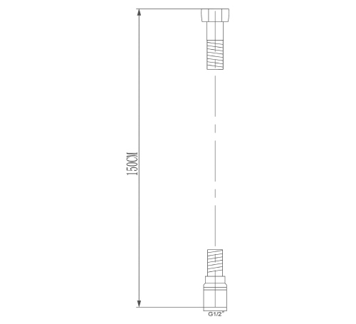 Rysunek techniczny - SOFTFLEX wąż prysznicowy plastikowy, 150cm, metaliczny srebrny/chrom