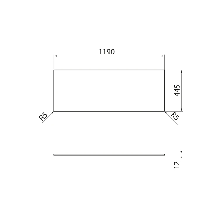 Rysunek techniczny - Blat Rockstone 1190x12x445mm, biały mat