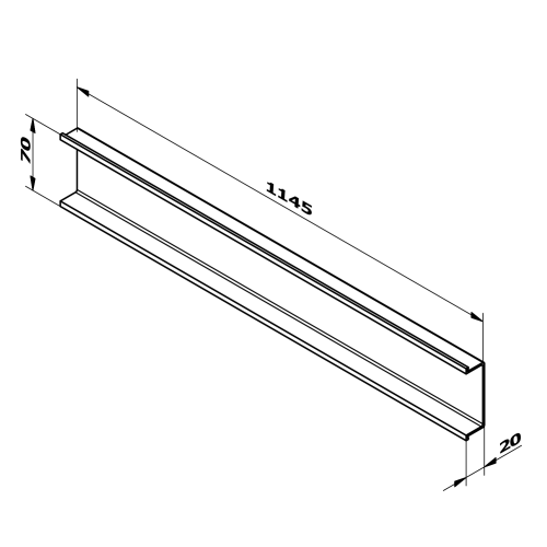 Rysunek techniczny - CHANEL listwa dekoracyjna pomiędzy szuflady 1145x70x20 mm, złoto mat