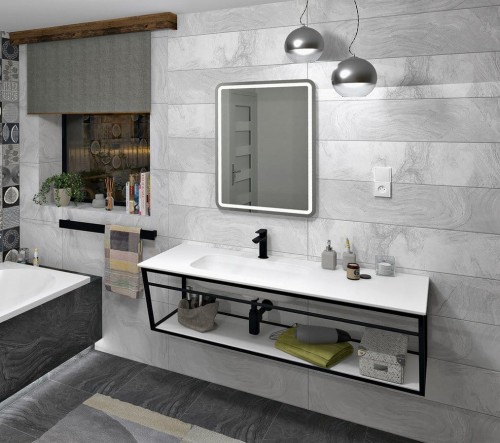 ARUBA umywalka lewa, 150x51,5 cm, Rockstone biały mat #2