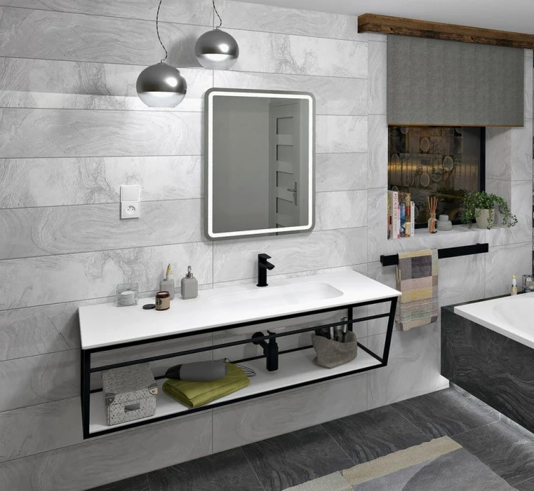 ARUBA umywalka prawa, 170x51,5 cm, Rockstone biały mat #3