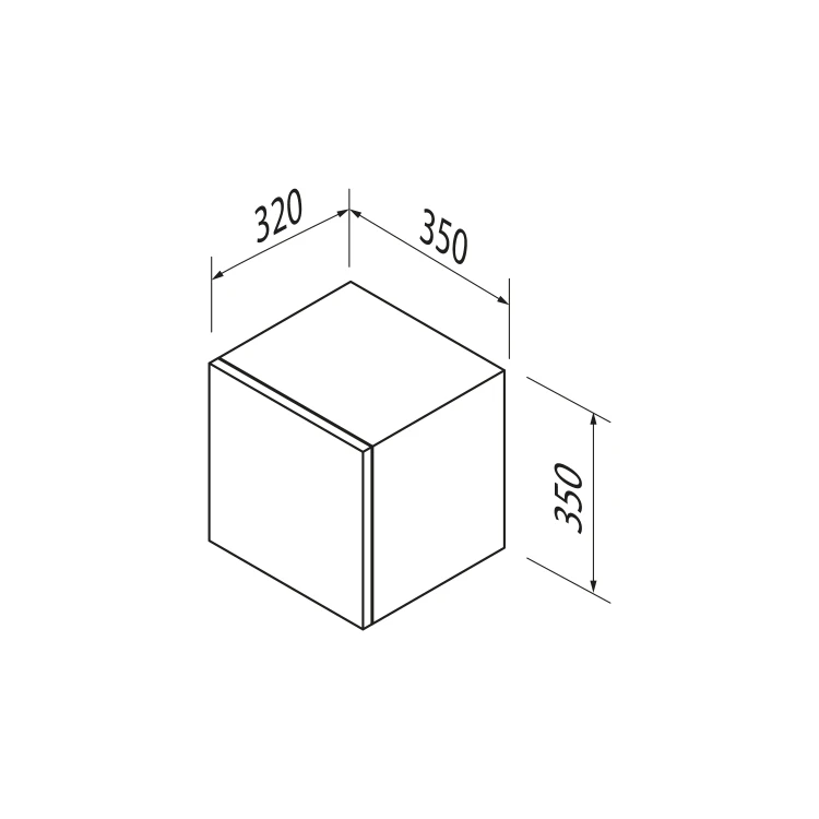 Rysunek techniczny - ESPACE szafka 35x35x32cm, 1 drzwi, lewa/prawa, wiąz Bardini