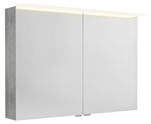 LINEX szafka z lustrem, oświetlenie LED, 100x70x15cm, dąb srebrny