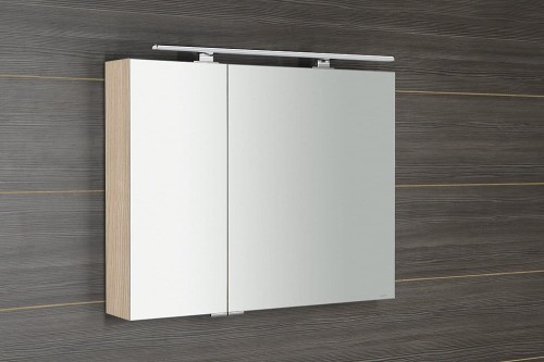 MIRRÓ szafka z lustrem z oświetleniem LED, 90x70x16cm, wiąz Bardini #2