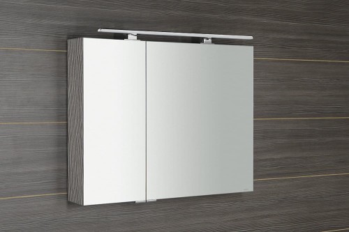 MIRRÓ szafka z lustrem z oświetleniem LED, 90x70x16cm, dąb srebrny #2