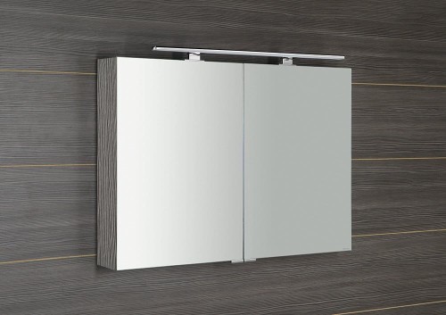 MIRRÓ szafka z lustrem z oświetleniem LED, 100x70x16cm, dąb srebrny #2