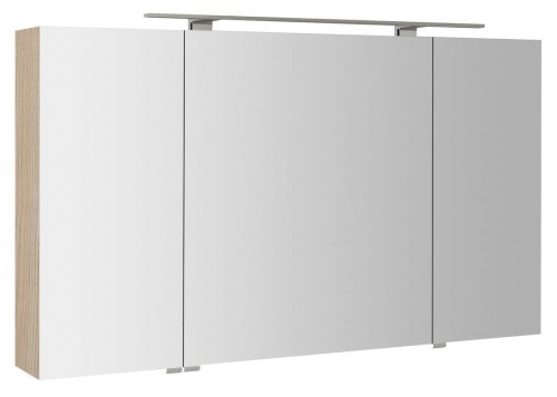 MIRRÓ szafka z lustrem, oświetlenie LED, 3 drzwiczki, 120x70x16cm, wiąz Bardini