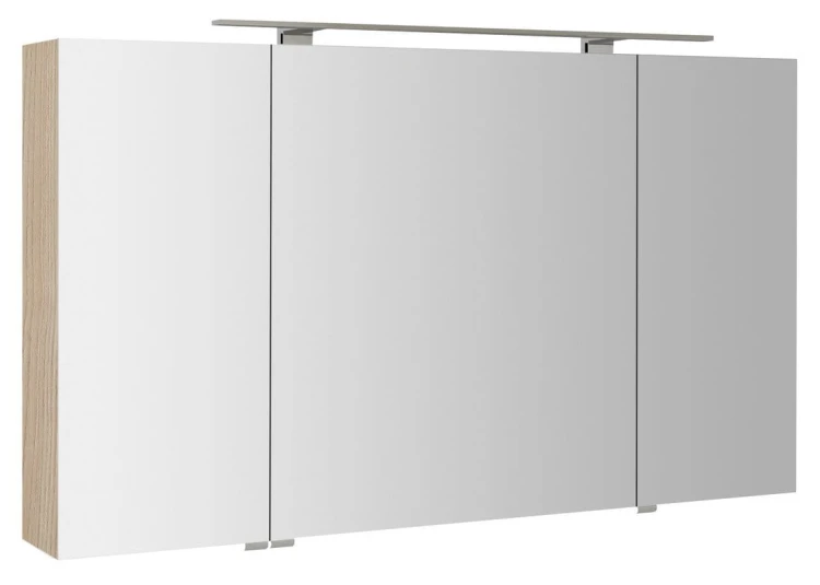 MIRRÓ szafka z lustrem, oświetlenie LED, 3 drzwiczki, 120x70x16cm, wiąz Bardini