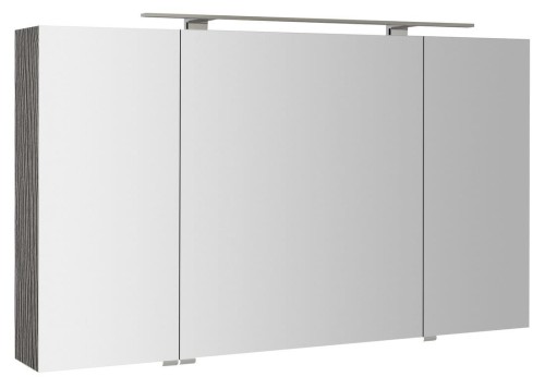 MIRRÓ szafka z lustrem, oświetlenie LED, 3 drzwiczki, 120x70x16cm, dąb srebrny