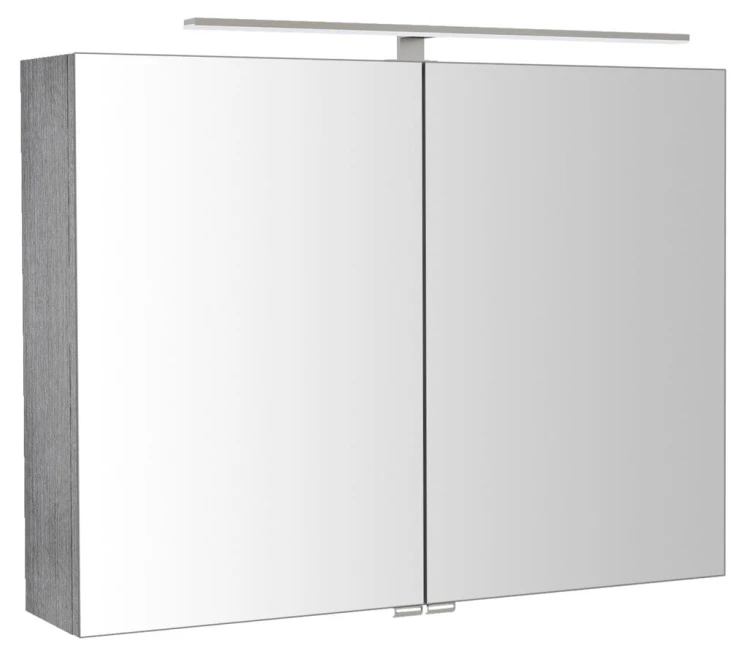 RIWA szafka z lustrem, oświetlenie LED, 81x70x17cm, dąb srebrny