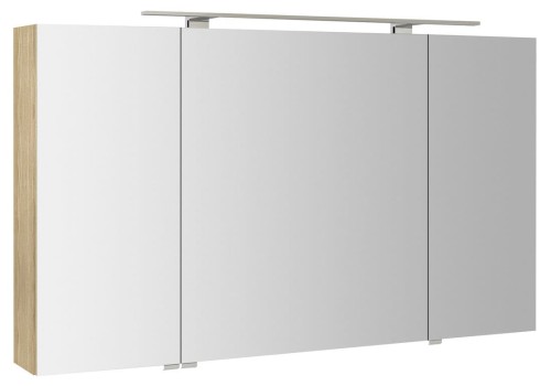 RIWA szafka z lustrem, oświetlenie LED, 3 drzwiczki, 121x70x17cm, wiąz Bardini