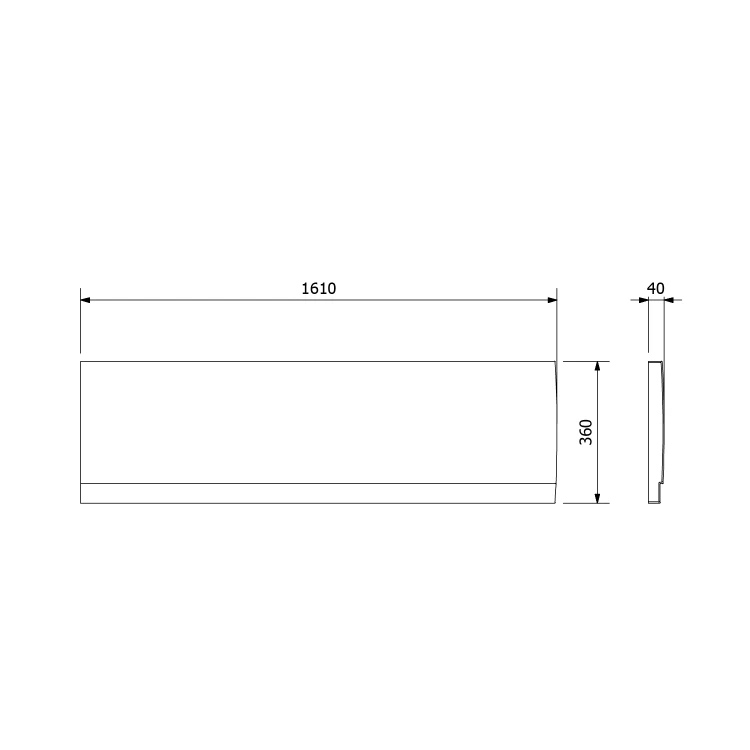Rysunek techniczny - DEEP PLAIN obudowa czołowa 160x36cm, lewa