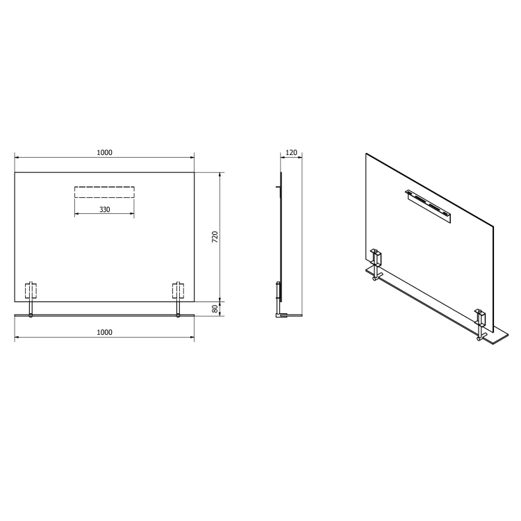 Rysunek techniczny - WEGA lustro z półką 100x80cm
