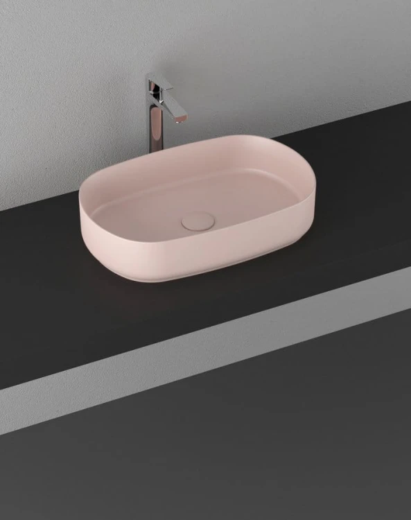 INFINITY OVAL umywalka ceramiczna nablatowa, 55x36cm, salmon #2