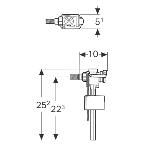 Rysunek techniczny - GEBERIT zawór napełniający, boczny, 3/8"-1/2"