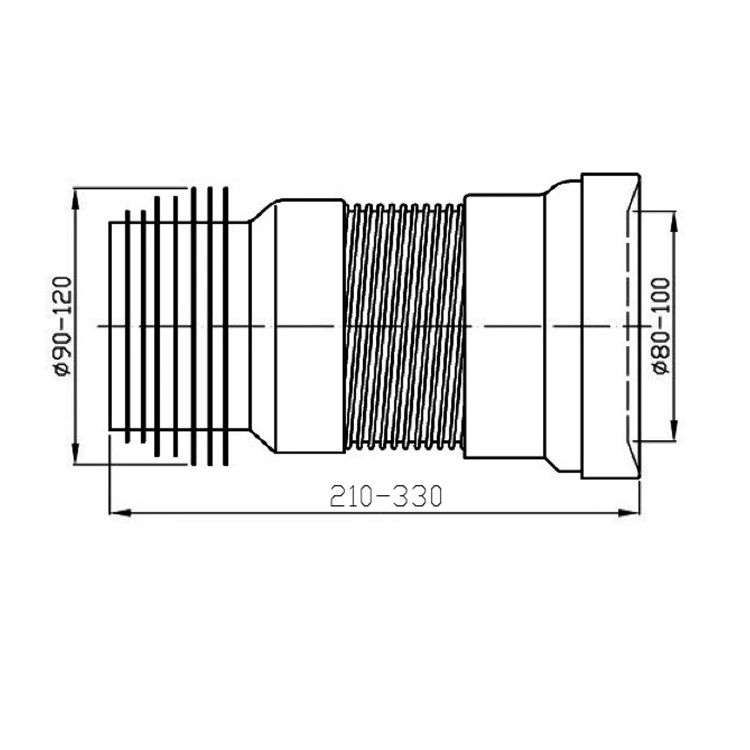 Rysunek techniczny - WC odpływ flexi, 210 - 330mm