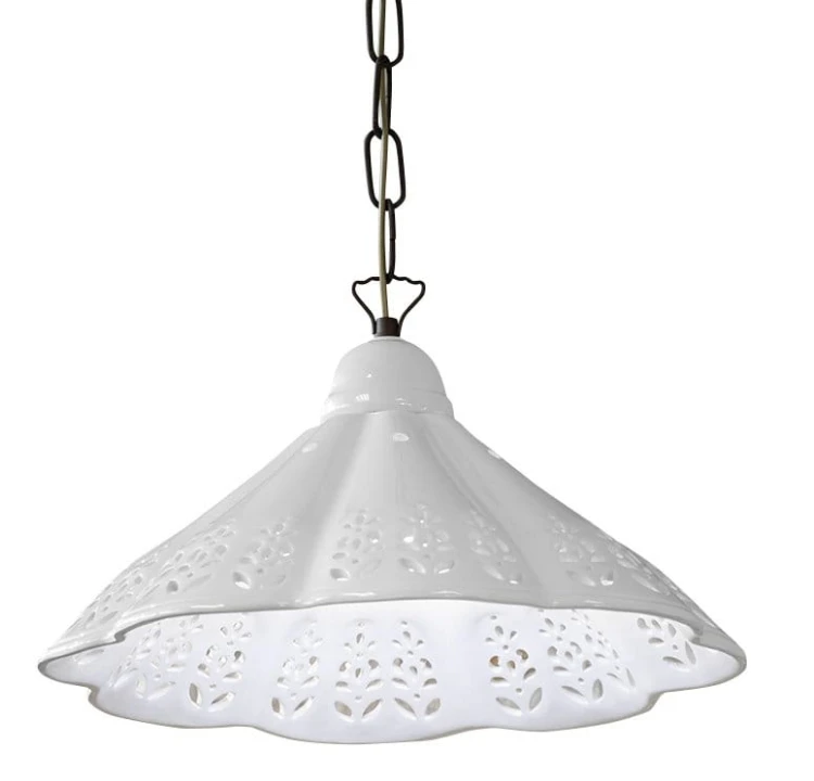 LAMPEDUSA lampa wisząca E27, 60W, 230V, IP21, klosz ceramiczny, 39cm, mosiężny łańcuch #2