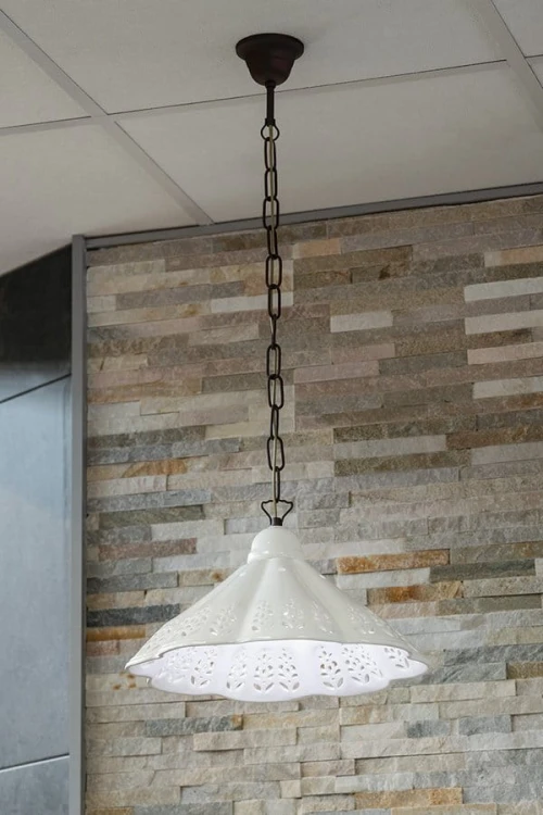 LAMPEDUSA lampa wisząca E27, 60W, 230V, IP21, klosz ceramiczny, 39cm, mosiężny łańcuch #3