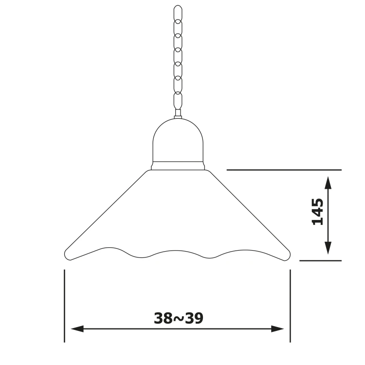 Rysunek techniczny - LAMPEDUSA lampa wisząca E27, 60W, 230V, IP21, klosz ceramiczny, 39cm, mosiężny łańcuch