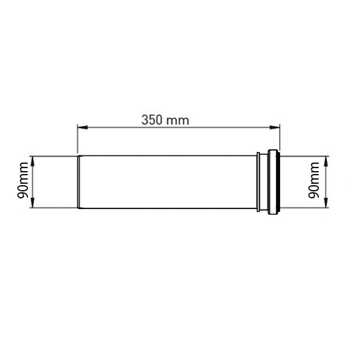 Rysunek techniczny - Przedłużka do WC, średnica 90mm, długość 350mm