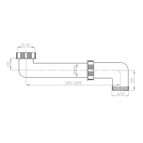 Rysunek techniczny - Przedłużka 5/4", biała