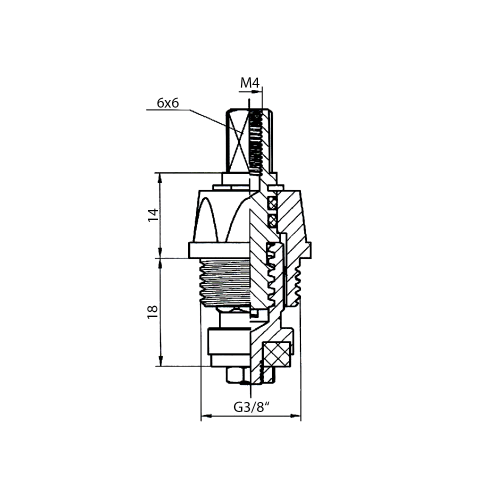 Rysunek techniczny - Głowica ceramiczna 1/2"