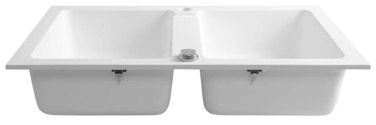 Zlewozmywak granitowy dwukomorowy, 78x47,5cm, biały #3