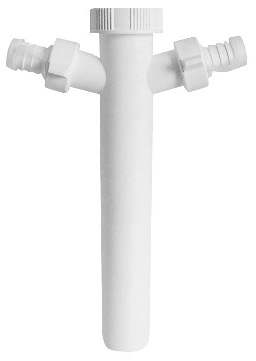 Króciec syfonu z podwójnym przyłączem 6/4", DN40, biały
