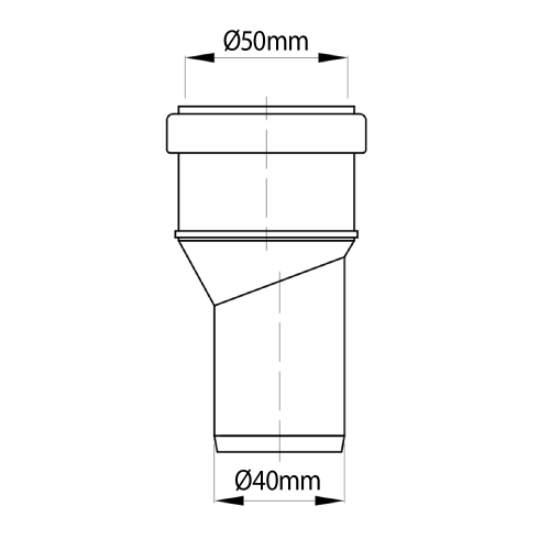 Rysunek techniczny - HT Redukcja 50/40mm, biały