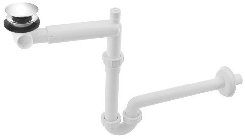 URBINO syfon umywalkowy zajmujący mało miejsca, klik-klak odpływ, DN32mm, chrom