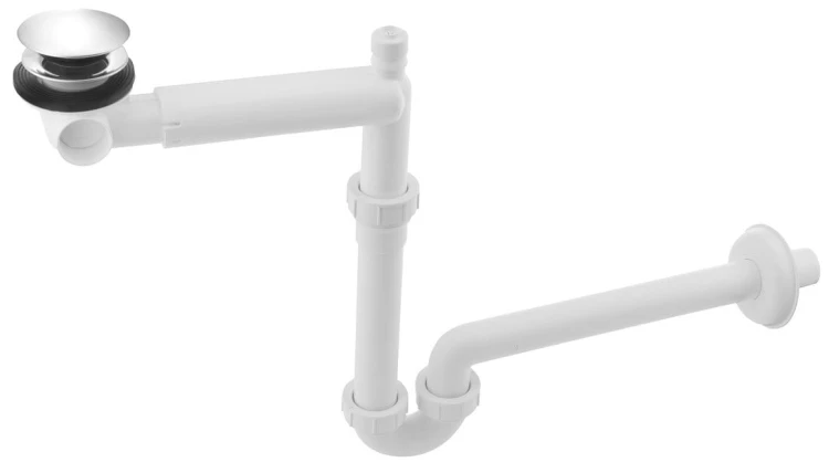 URBINO syfon umywalkowy zajmujący mało miejsca, klik-klak odpływ, DN32mm, chrom