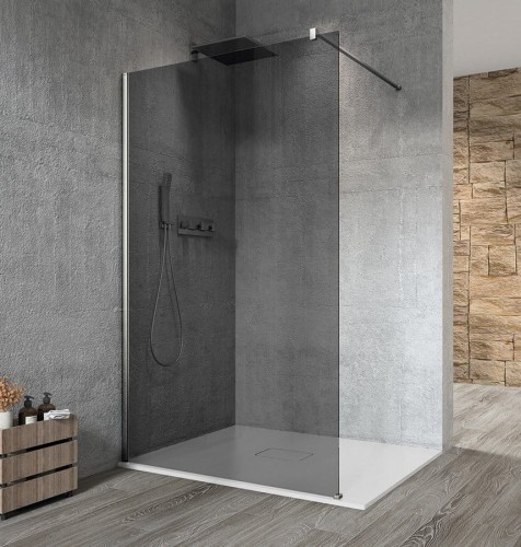 VARIO CHROME jednoczęściowa kabina prysznicowa Walk-In, montaż przy ścianie, szkło dymione, 700 mm