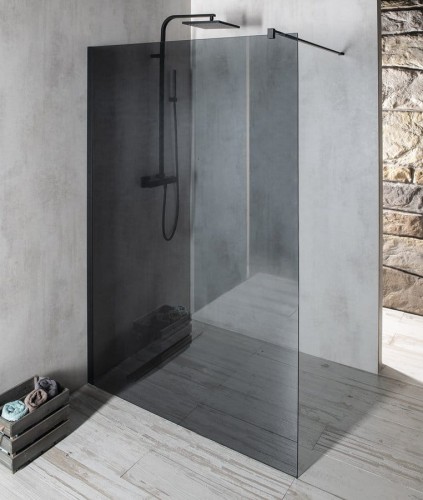VARIO BLACK jednoczęściowa kabina przysznicowa Walk-In, montaż przy ścianie, szkło dymione, 1000 mm