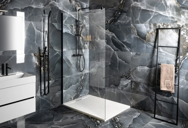 VARIO BLACK jednoczęściowa kabina przysznicowa Walk-In, montaż przy ścianie, szkło czyste, 700 mm #2