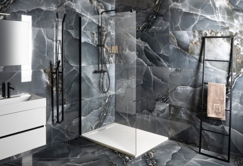 VARIO BLACK jednoczęściowa kabina przysznicowa Walk-In, montaż przy ścianie, szkło czyste, 900 mm #2
