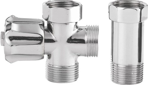 Zawór pralniczy przed baterią ścienną z zaworem zwrotnym 3/4"x3/4”, chrom