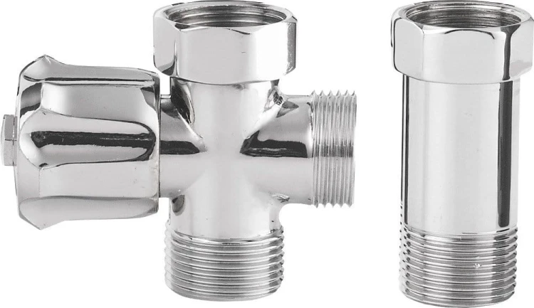 Zawór pralniczy przed baterią ścienną z zaworem zwrotnym 3/4"x3/4”, chrom